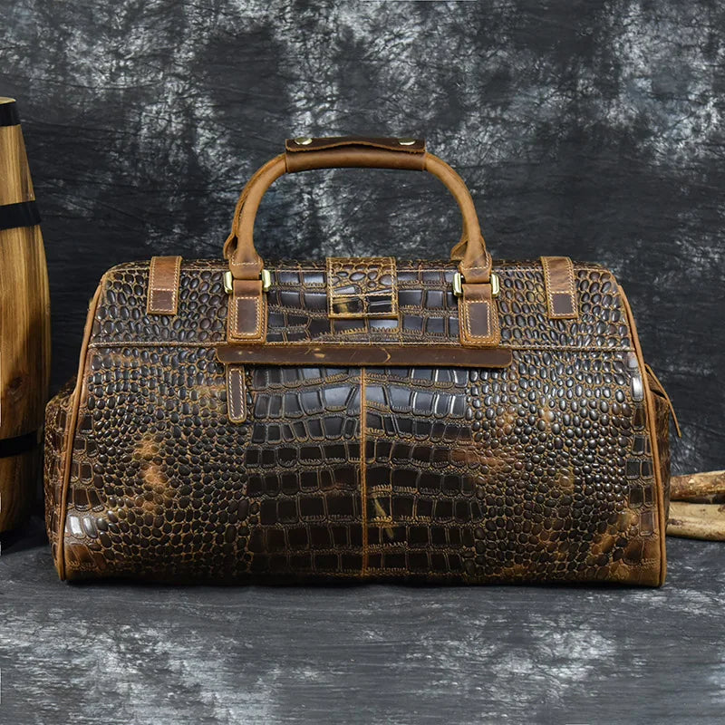 Newsbirds Leder Weekender Bag für Herren – Vintage Reisetasche aus echtem Rindsleder, große Duffle & Crossbody Schultertasche