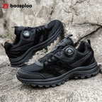 Baasploa Herren Wanderschuhe – Baskets d'extérieur en cuir, imperméables, festives, confortables pour le trail, la marche et les promenades