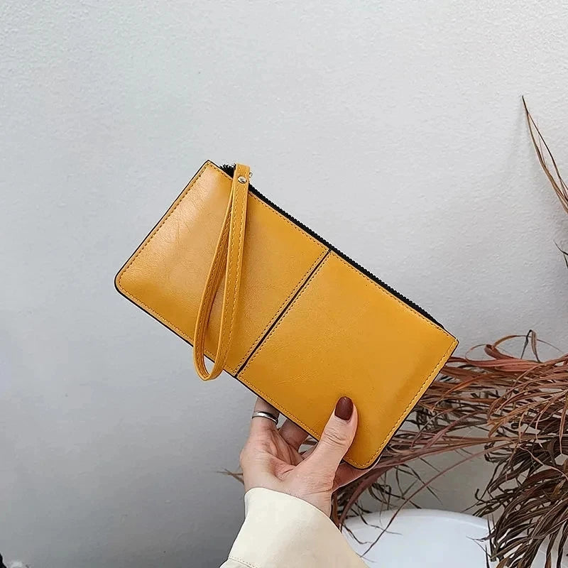 Yogodlns Damen Langgeldbörse aus PU-Leder – Elegante Clutch mit Reißverschluss, Kartenfächern, Münzfach & Handyfach