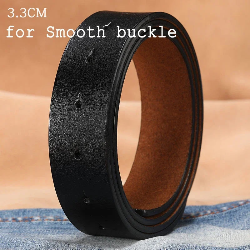 2.8cm 3.0cm 3.3cm 3.5cm 3.8cm Leather Belt Body No Buckle for Smooth Automatic Pin Buckle Belt Strap Without Buckle Men Women