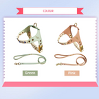 PU Leder Hund & Katzen Geschirr mit Leine – Elegantes Welpen Geschirr-Set mit Ziersteinen für kleine Hunde & Katzen