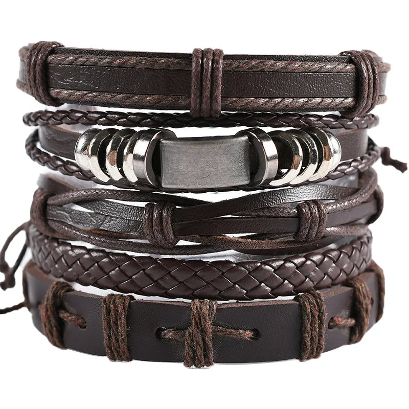 Viking Lederarmband mit Totenkopf – Verstellbares Herren- & Unisex Armband im Neo-Gothic Stil, Geflochtenes Lederarmband