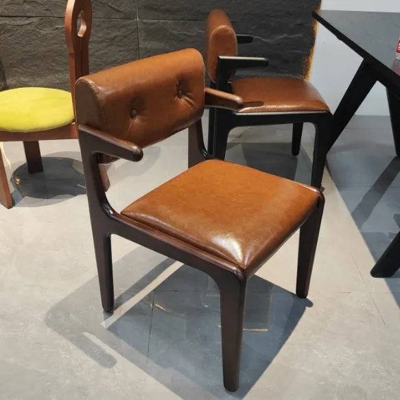 Chandigarh Designer-Armchair aus Massivholz & Oil-Wax-Leder – Französischer Retro Ess- & Lounge-Stuhl mit Rückenlehne