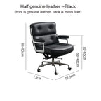 Eleganter Büro- & Lounge-Stuhl aus Echtleder – Drehbarer Office Chair mit Aluminiumgestell, Rollen & Gaslift für Büro & Arbeitszimmer