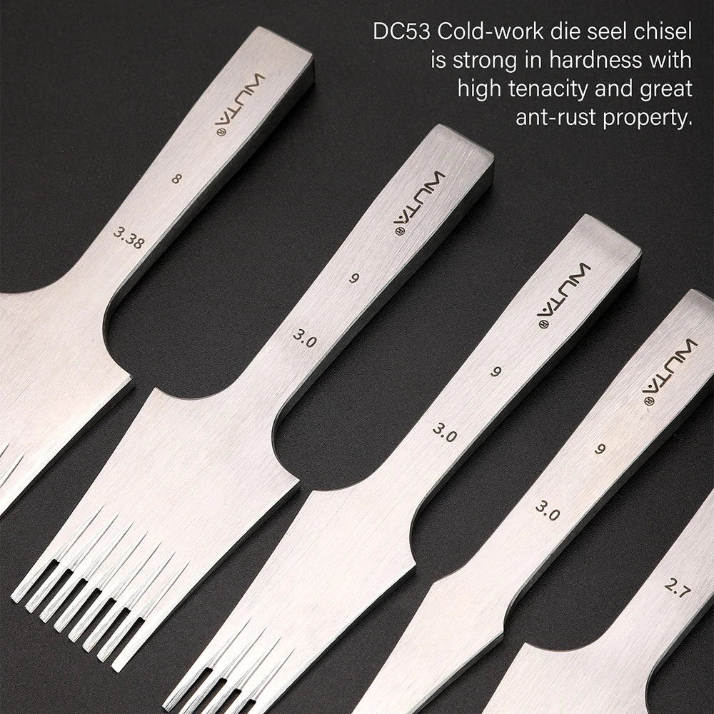 WUTA Französisches Leder Pricking Iron – Hochwertiger Leder Chisel aus DC53 Stahl, Präzises Stichwerkzeug für Professionelle Lederarbeiten (2,7–3,85 mm)