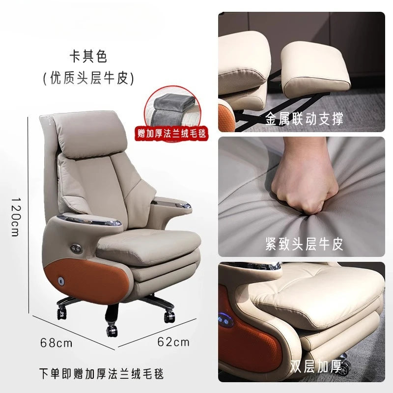 Fauteuil de direction électrique au bureau – Bureau de luxe avec fonction de massage, fonction de Liège et de hub pour bureau et bureau 