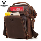 HUMERPAUL Herren Leder Schultertasche – Vintage Crossbody Messenger Bag aus Echtleder mit Großer Kapazität