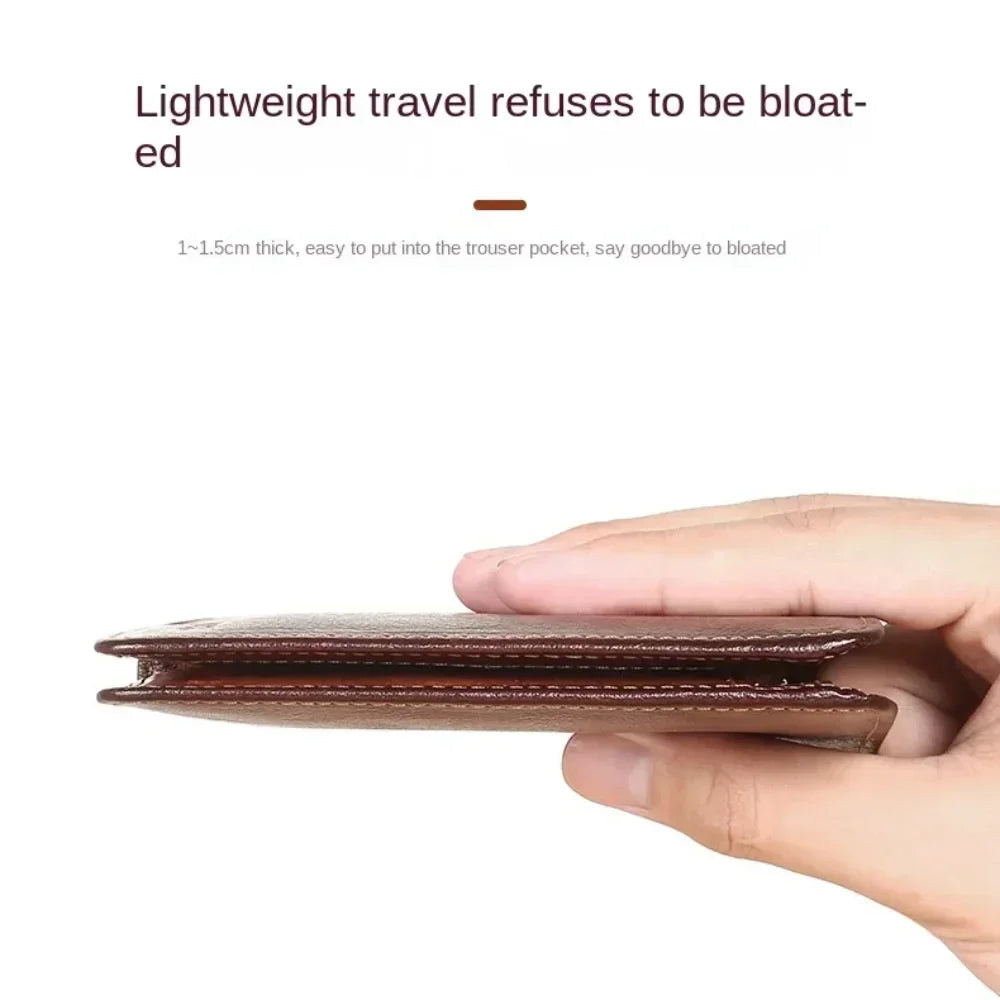 MOONBIFFY Herren Leder Geldbörse – RFID Trifold Portemonnaie aus echtem Rindsleder mit Kartenfächern und Ausweisfenster