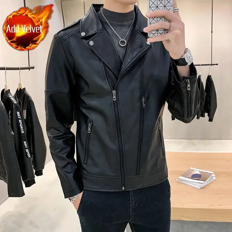 Herren Lederjacke Schwarz: elegante y casual chaqueta de cuero con chaqueta de cuero, diseño lujoso para hierbas e invierno 