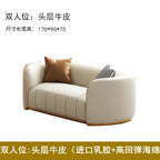 Luxuriöses Vollleder Designer-Sofa – Modernes 2,8 m Lounge-Sofa aus Rindsleder mit Latex-Polsterung, nordischer Light-Luxury-Stil pour Wohnzimmer &amp; Flur