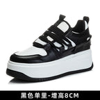 Damen Leder Plateau Sneaker mit verstecktem Absatz – Zapatillas con cuña de 9 cm aus echtem Leder für Herbst &amp; Winter 