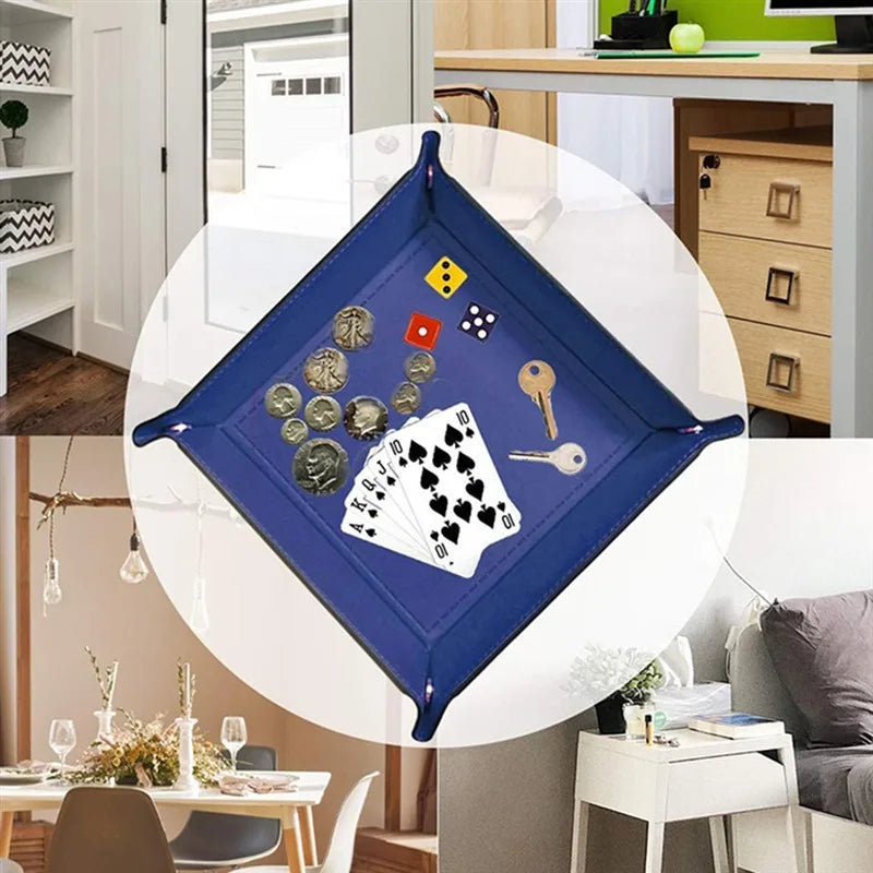 Kreative PU Leder Valet Ablageschale – Faltbare Desktop Storage Tray für Handy, Schlüssel, Geldbörse & Münzen