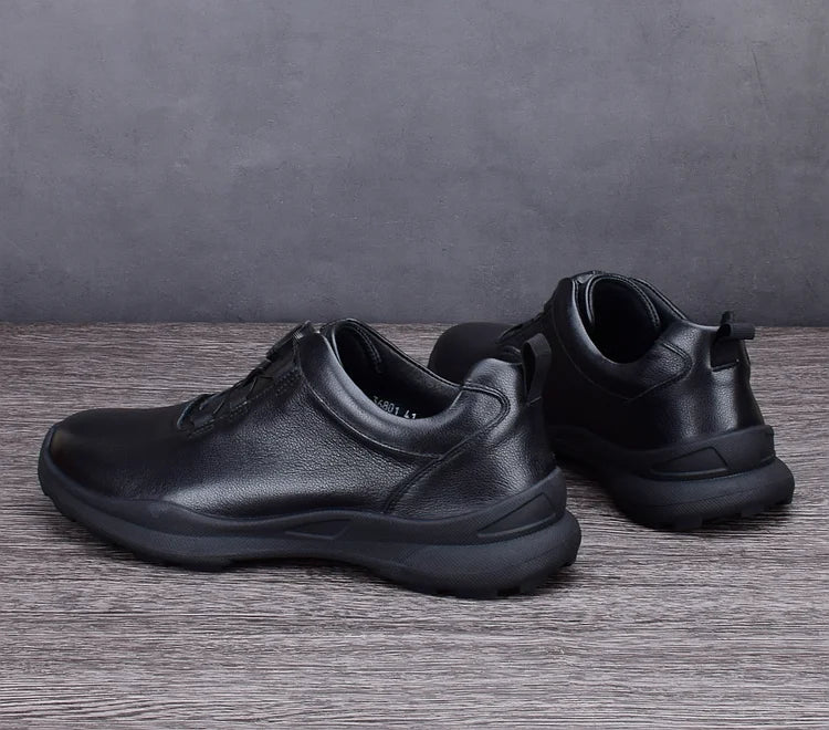 Pontallon Herren Leder Sneaker – Rotierende Schnalle, leichte Cowhide Loafers, Jogging- &amp; Walking-Schuhe, imperméable