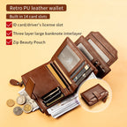 Herren Leder Geldbörse – Kurzform Vintage PU Wallet mit Mehrfachkartenfächern & Geschenkbox