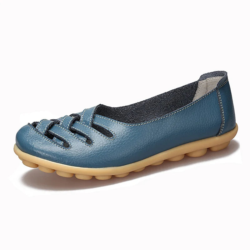 HAJINK Damen Leder Flats – Handgefertigte Loafers, Slip-On Ballerinas aus echtem Rindsleder