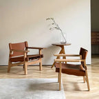 Leichter Nordic Leder-Loungesessel aus Massivholz – Cómodo sillón relax para Schlafzimmer &amp; Wohnzimmer im modernen Design