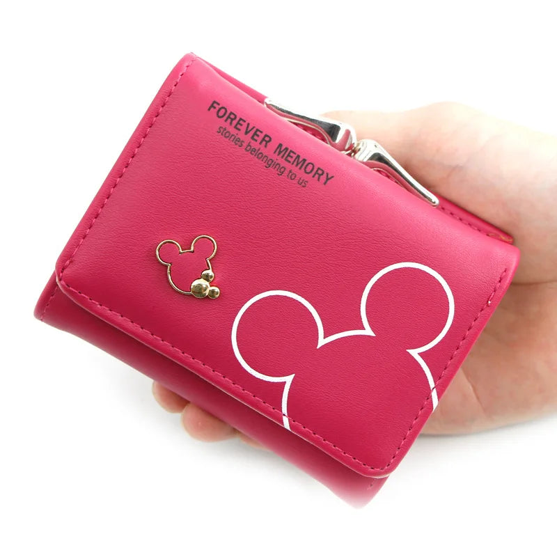 Disney Mickey Mouse Damen Geldbörse - Pequeña cartera de piel sintética para mujeres y niñas con diseño de dibujos animados 