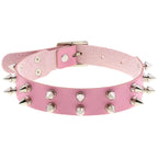 Collier ras du cou punk en cuir et strass – Collier gothique rose avec boucles d'oreilles pour hommes et femmes dans le style Harajuku