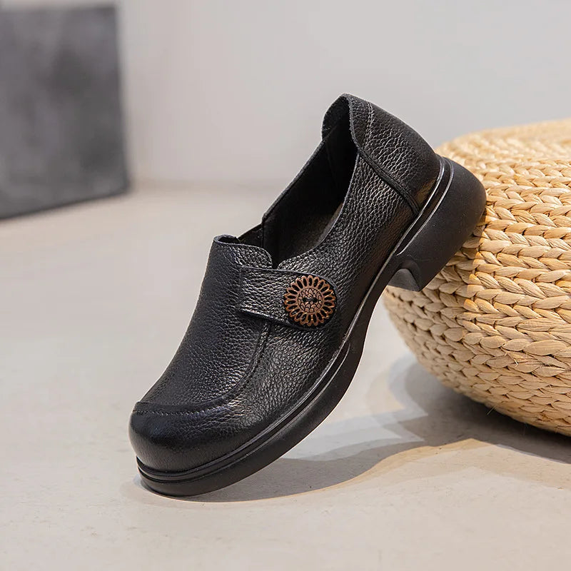 feerldi Damen Leder Flats WB-06K – Mocassins élégants à enfiler, mocassins confortables avec petits talons, chaussures plates grises