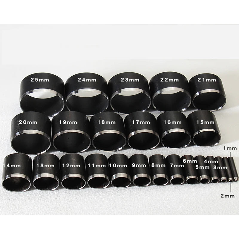 25-teiliges Leder Lochpfeifen Set 1–25 mm – Runde Hohlstanzen aus Stahl für präzises Lederhandwerk & DIY