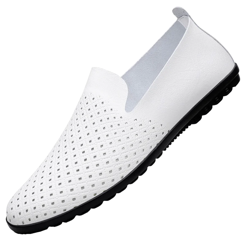 Herren Loafer aus echtem Leder – Atmungsaktive Slip-On Mokassins im italienischen Stil, Sommer Schuhe bis Übergröße 50/51