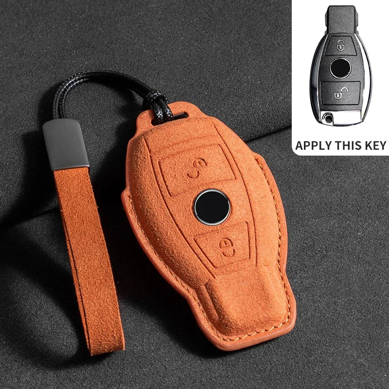 Wildleder Autoschlüssel Hülle für Mercedes-Benz – Edles Key Case Cover für E-Klasse W213/W205, CLA & AMG Modelle (2018–2020)