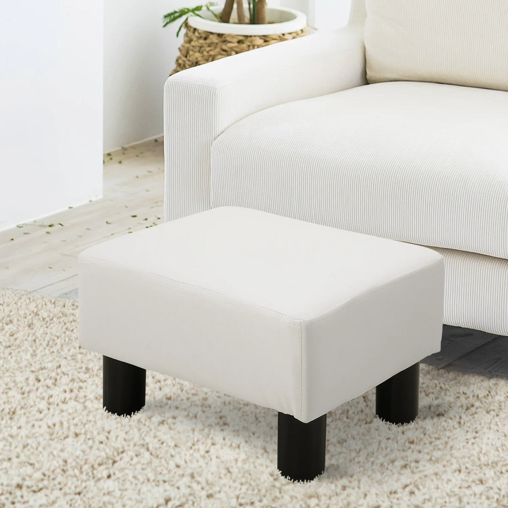 HOMCOM Ottoman Fußhocker aus Kunstleder – Gepolsterter Sitzhocker 40×30×24 cm en Weiß 