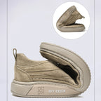 COZOK Zapatillas de deporte de cuero para hombre – Zapatillas informales con plataforma, suelas de PU blancas, sin cordones y con cordones para todas las etiquetas y frecuencias