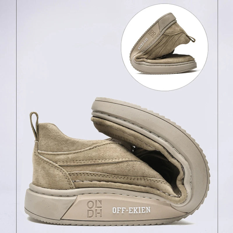 COZOK Zapatillas de deporte de cuero para hombre – Zapatillas informales con plataforma, suelas de PU blancas, sin cordones y con cordones para todas las etiquetas y frecuencias