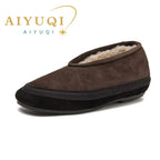 AIYUQI Ballerines d'hiver pour femmes en cuir véritable – Warme Flats mit Fellfutter, Bequeme Winter Schuhe mit spitzer Zehenform 2025 