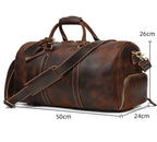 Vintage Reisetasche aus echtem Leder 52 cm - Große Crazy Horse Cowhide Travel Duffle mit Schultergurt, hochwertige Wochenendtasche für Herren 