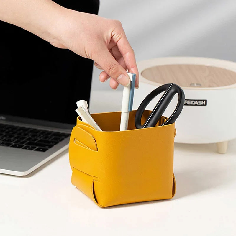 Kreative PU-Leder Aufbewahrungsbox im Nordic Style – Moderner Desktop Organizer für Schmuck, Schlüssel, Kosmetik & Dekoration