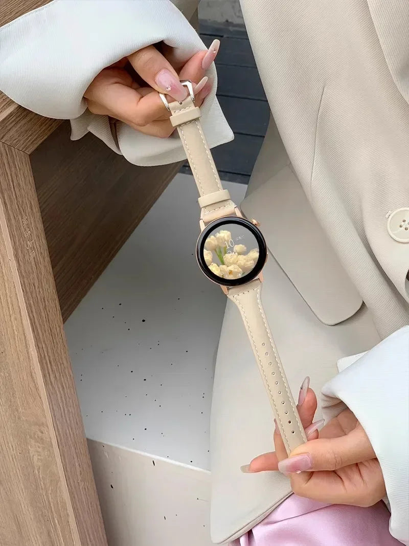 Slim Lederarmband für Samsung Galaxy Watch & Huawei Watch – Elegantes Smartwatch-Armband 20 mm & 22 mm für Sport und Alltag