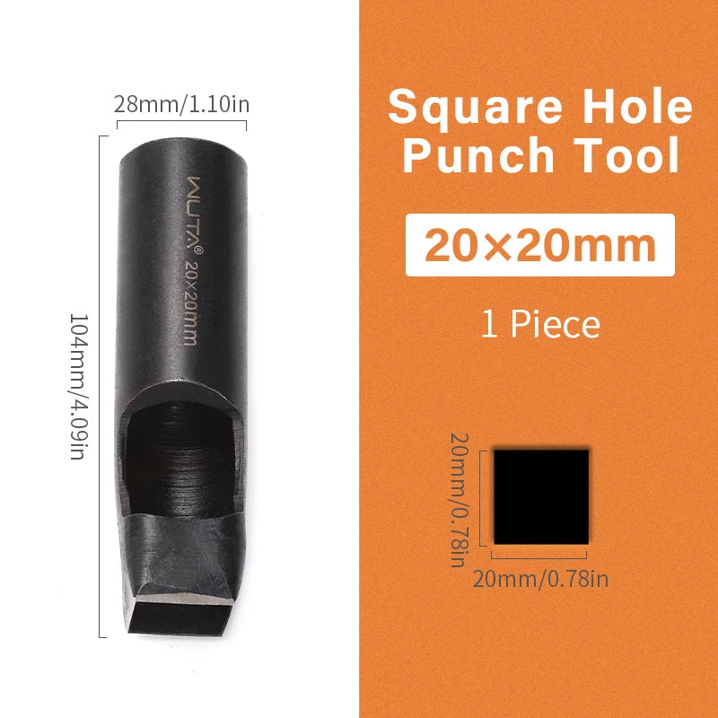 WUTA Basic Rechteck Lederstanzer – Quadratischer & Oblonger Hohlstanzer aus Carbonstahl für Gürtel, Riemen & Uhrenarmbänder