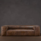 Luxuriöses Leder Sofa für Wohnzimmer – Braunes Designer Sofa im italienisch-nordischen Stil, Lazy Luxury Couch mit weicher Polsterung