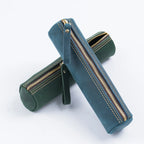 Trousse à crayons zippée en cuir véritable - Pochette élégante pour étudiants, bureau et voyages - Organiseur de papeterie compact