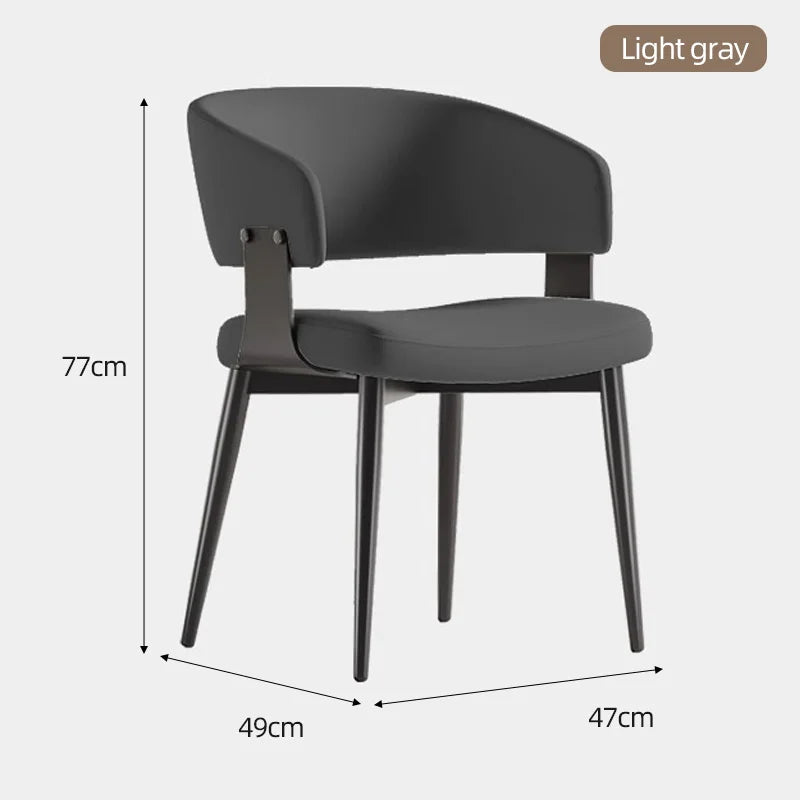 Moderne Leder-Esszimmerstühle mit umlaufender Rückenlehne – Elegante Luxus-Küchenstühle mit Stahlbeinen für Wohnzimmer, Café & Restaurant