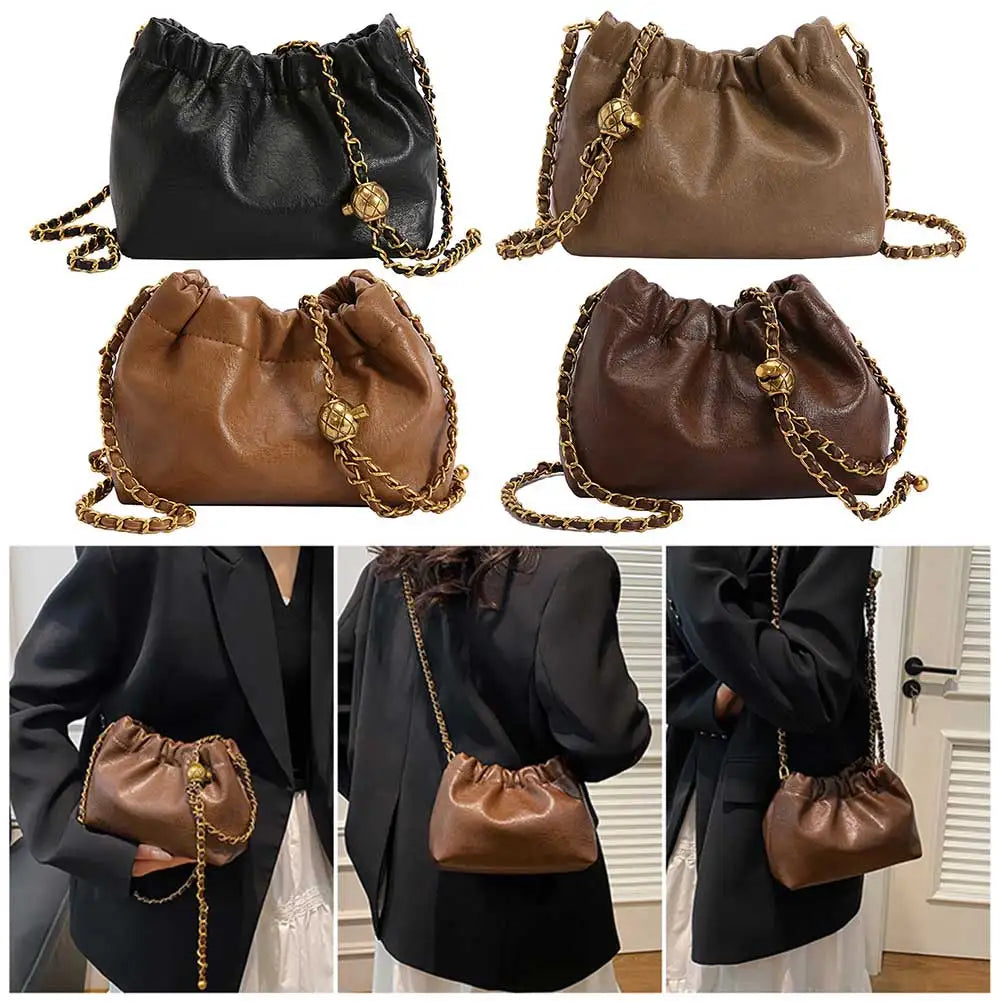 Sac à bandoulière et hobo en cuir PU pour femmes – Sac à bandoulière plissé Cloud, sac messager et cartable polyvalent