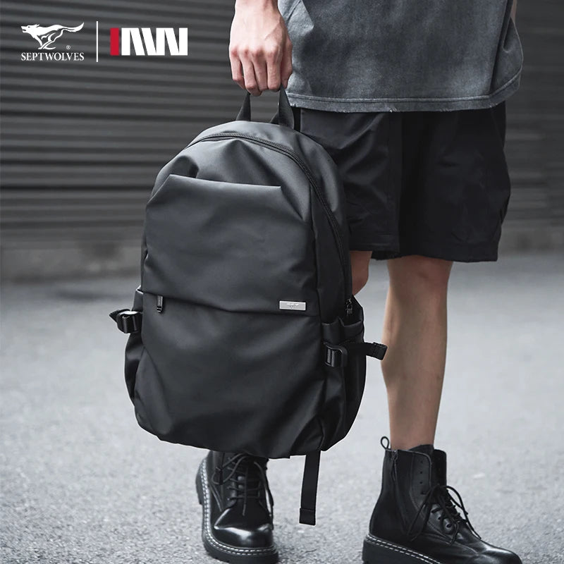 Septwolves Mochila para ordenador portátil de 16 pulgadas – Wasserdicht, mochila escolar y de negocios de cuero de PVC para hombres y mujeres 