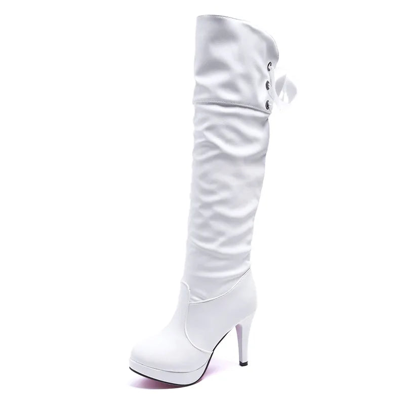 Elegante Damen Overknee Stiefel im Knight-Style – Weiche Lederoptik, High Heel mit Plateau & luxuriöser Tragekomfort