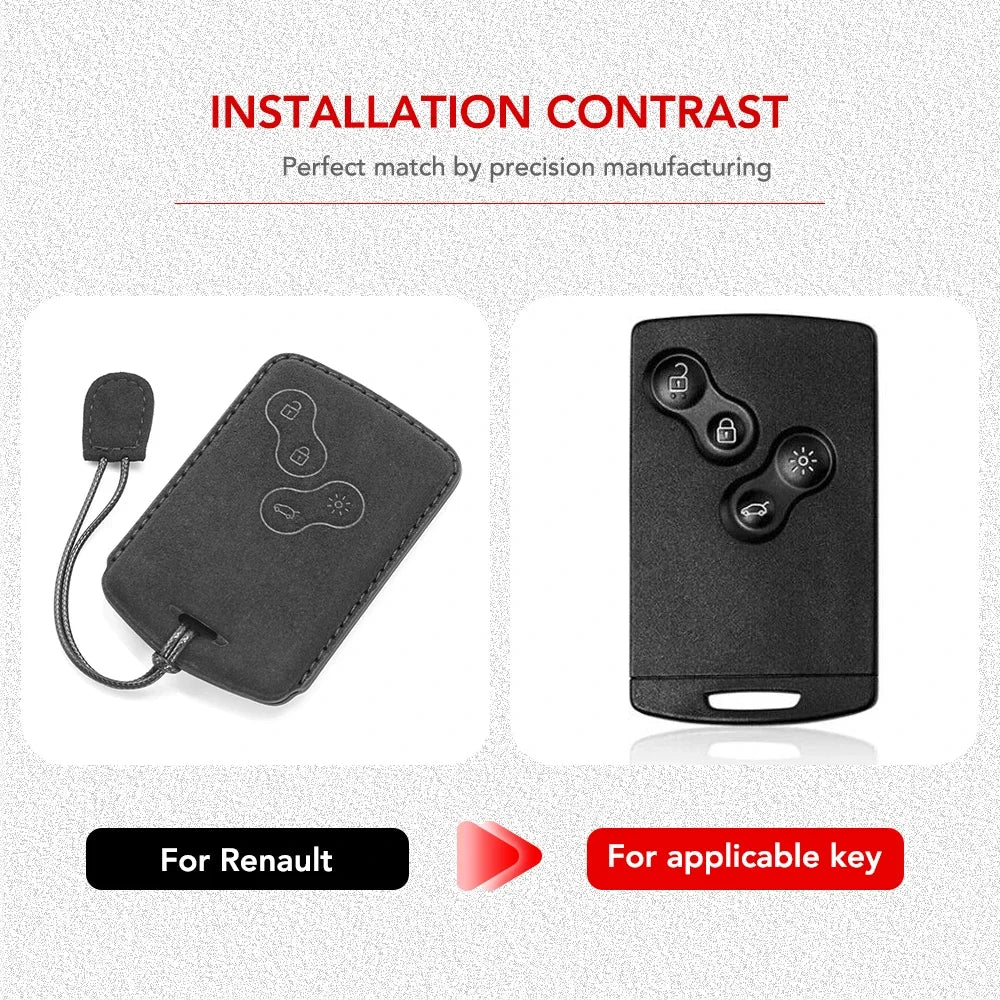 Wildleder Autoschlüssel Hülle für Renault – Premium Key Case Cover für Duster, Captur, Clio, Megane RS, Koleos, Scenic & Zoe