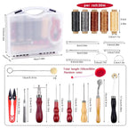 22/28/32-teiliges Leder Werkzeug Set – Leathercraft &amp; Näh-Kit mit Schneidwerkzeugen, Ahle, Nadeln &amp; gewachstem Faden 