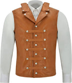 Herren Vintage Lederweste im Punk Style – Ärmellose Single-Breasted Weste mit V-Ausschnitt, Mittelalter- & Streetwear-Look