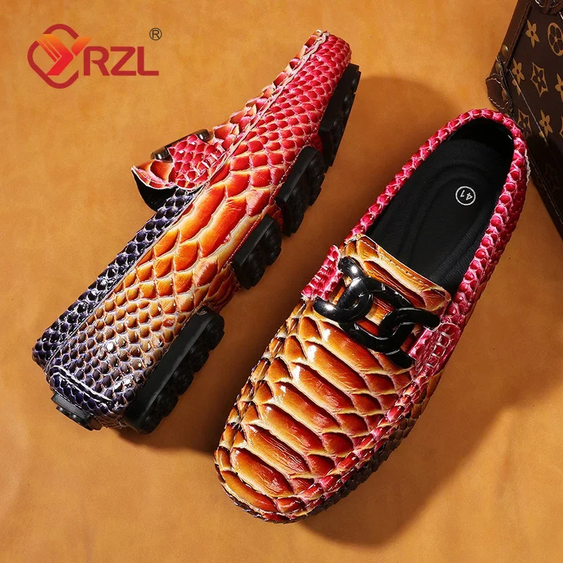 YRZL Herren Loafer aus PU-Leder – Komfortable Mokassins, Handgefertigte Driving Shoes in Übergrößen bis 48