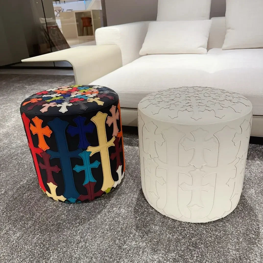 Design Lederhocker „Light Luxury“ – Moderner Schuhwechsel- & Sofa-Hocker in Trendfarben für Wohnzimmer, Flur & Schlafzimmer