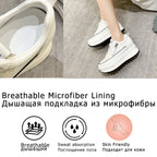 Fujin Damen Plateau Sneaker aus Echtleder – 7 cm Wedge Sneakers mit Schnürung | Komfortable Leder Plattform-Schuhe für Frauen