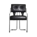 Französischer Retro Bürostuhl aus Echtleder – Eleganter Konferenz- &amp; Schreibtischstuhl im Light-Luxury Design mit Armlehnen 