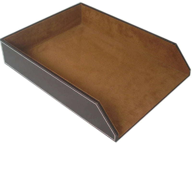 Business A4 Leder Dokumentenablage – Stapelbare PU Leder Schreibtischablage für Büro, Akten & Unterlagen