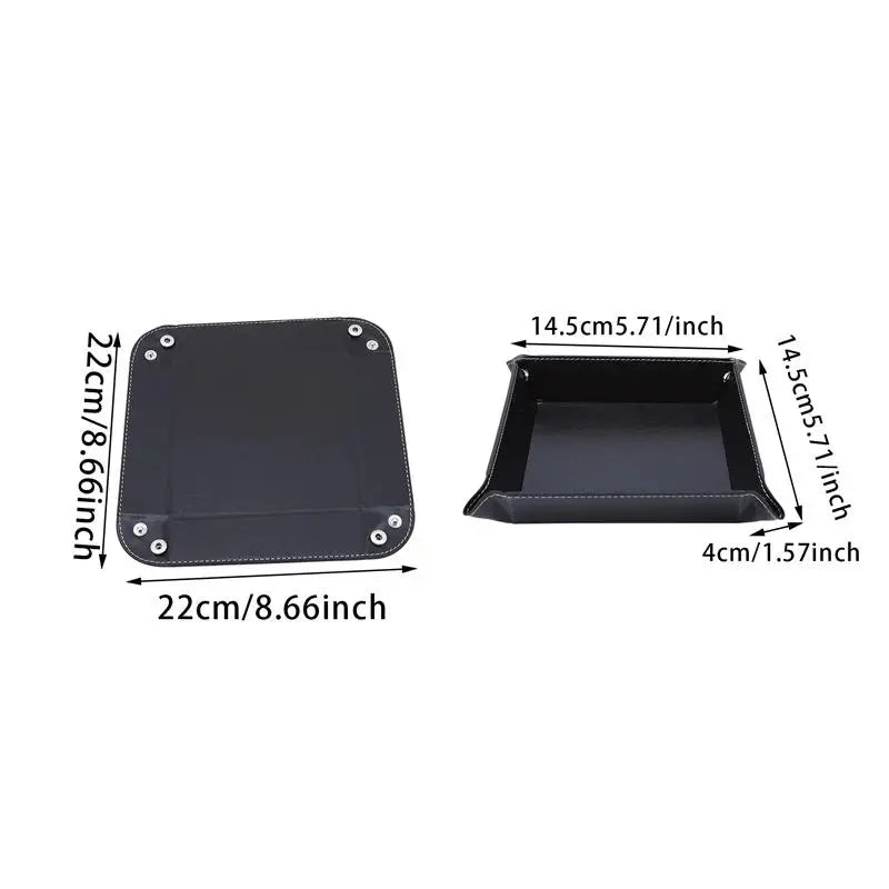 Faltbare PU Leder Ablageschale für Schreibtisch & Flur – Kreative Vier-Ecken-Desk-Tray für Schlüssel, Würfel & Kleinteile
