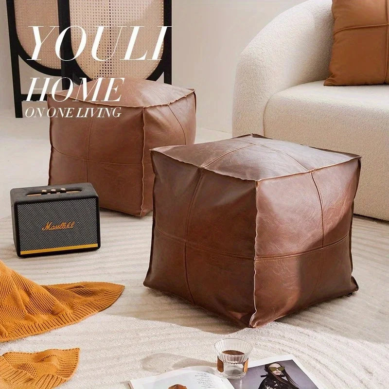 Light Luxury PU Leder Tatami Sitzkissen – Faltbares Boden-Sitzkissen im marokkanischen Stil, ungefüllt & platzsparend für Wohnzimmer